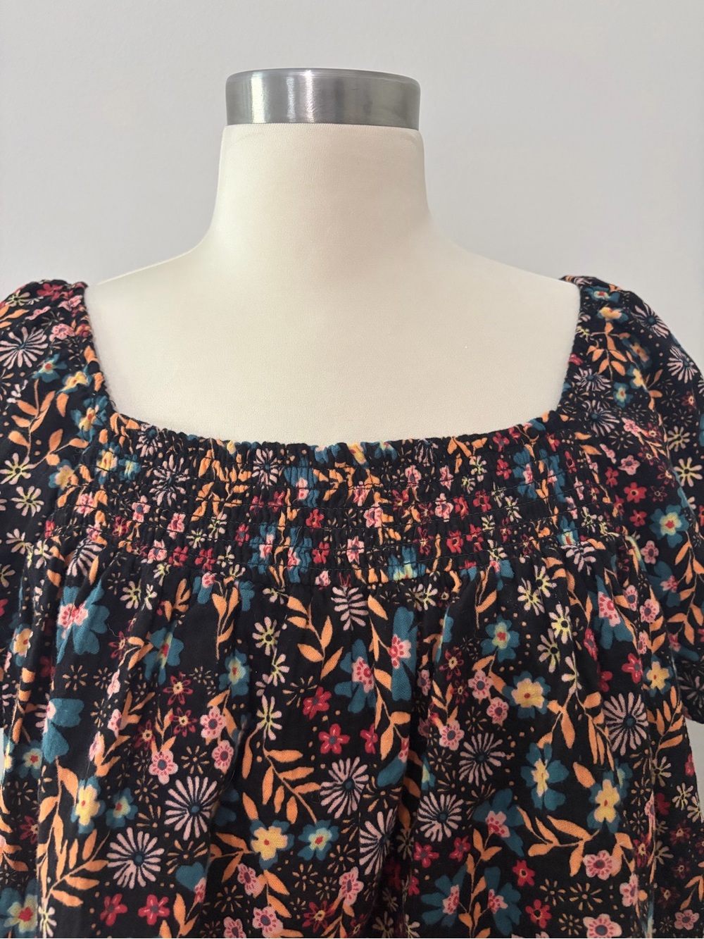 Joyspun Smocked Gauze Pajama Set Black Soot Fall Floral Wide Leg L Cottagecore - Picture 9 of 14